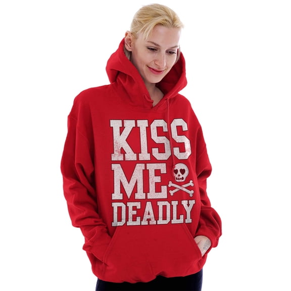 Valentines Day Skull Kiss Me Deadly Hoodie Sweatshirt Women Brisco Brands M