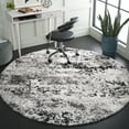 thumbnail image 3 of SAFAVIEH Lindsay Edna Distressed Polyester Shag Area Rug, Grey/Black Ivory, 6'7" x 6'7" Round, 3 of 5
