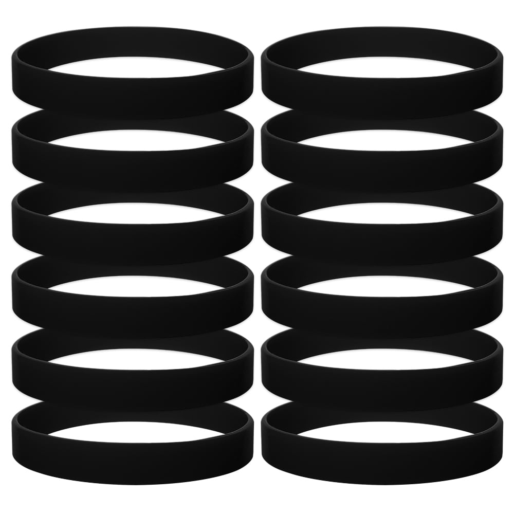 6 x Black Silicone Rubber Wristbands Boys Bangles Ideal Party Bag Fillers