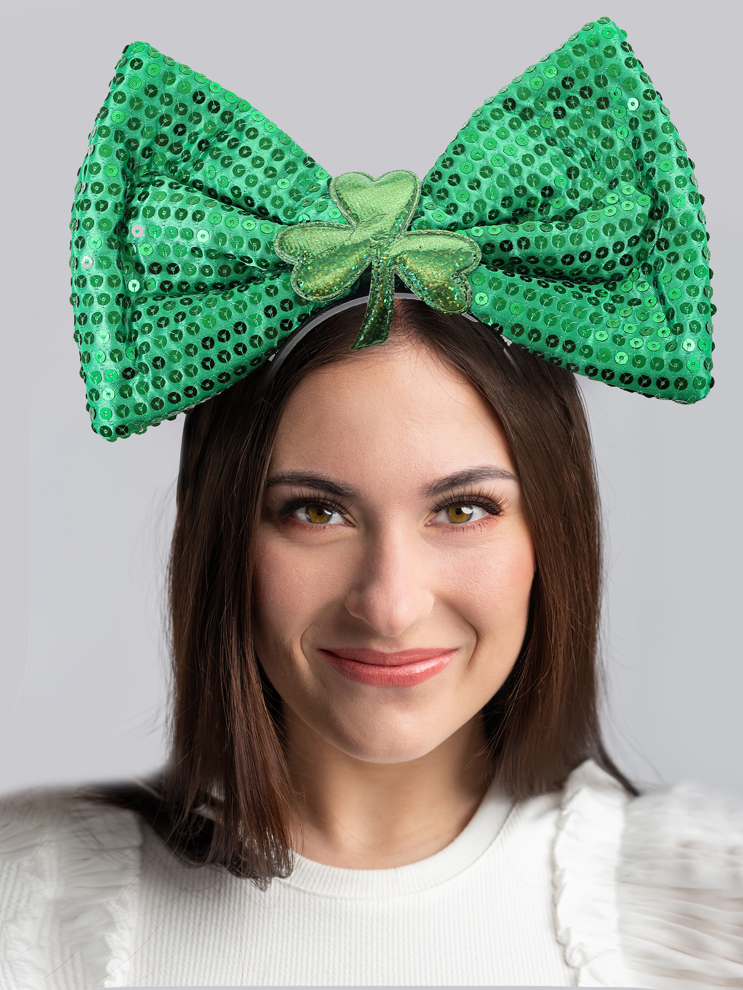 Way to Celebrate St. Patrick's Day Large Sequin Bow Headband, 1 Piece