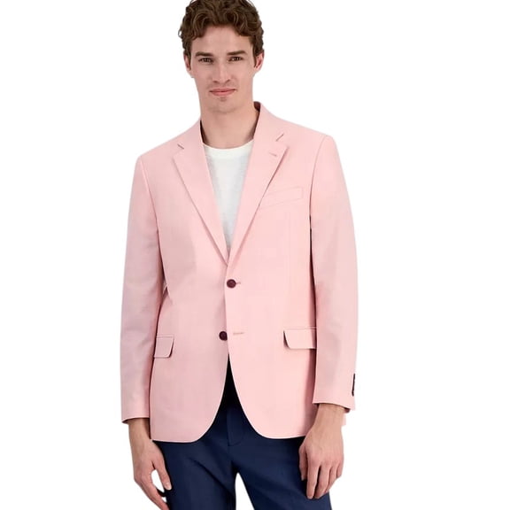 Nautica Mens Modern fit Cotton Sport Coat Blazer 42 R Pink Solid Stretch