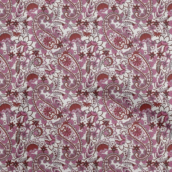 oneOone Polyester Lycra Pink Fabric Paisleys Diy Clothing Quilting Fabric Print Fabric By Yard 56 Inch Wide