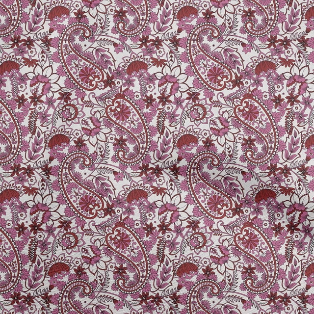 oneOone Velvet Pink Fabric Paisleys Fabric For Sewing Printed Craft Fabric By The Yard 58 Inch Wide