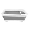 thumbnail image 2 of Foldable Dinnerware Drainer Organizer, Adjustable Swivel Drain Strip Built in Utensil Drying Rack Space Saving Collapsible Dish Drying Rack Flexible  for Travel, 2 of 8