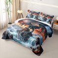 thumbnail image 3 of Feelyou Waterfall Dragon Animal Bed Spread Queen for Men Women, Sky Sunset Mountain Queen Coverlet Set, Grey Orange, 3 Pieces, 3 of 7