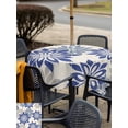 thumbnail image 5 of Outdoor Tablecloths with Umbrella Hole & Zipper, Geometric Flower 60x60 Inch Square Tablecloths, Vintage Country Floral Blue Grey on Linen Waterproof Table Cloth, Patio/Pool/Picnic Table Covers, 5 of 8