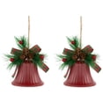thumbnail image 3 of Northlight Bells with Pine Sprigs and Bow Christmas Ornaments- 7" - Red - Set of 2, 3 of 8
