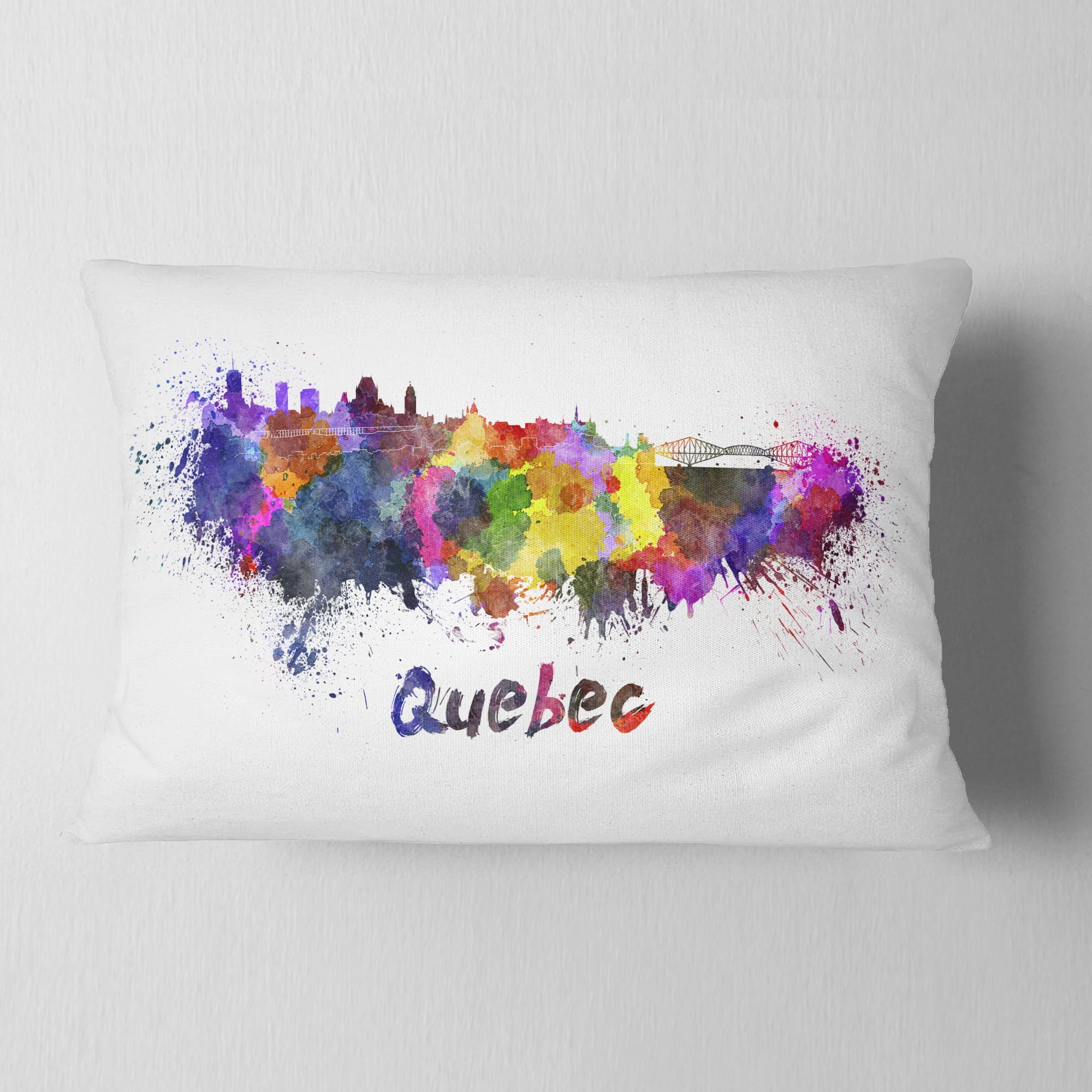 Designart Quebec Skyline - Cityscape Throw Pillow - 12x20