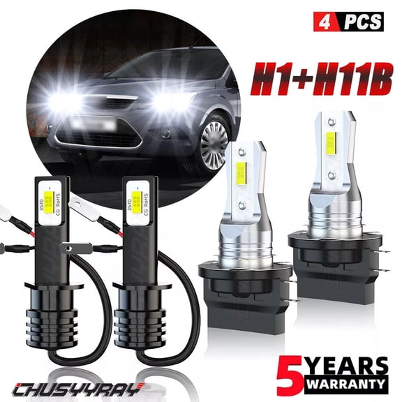 CHUSYYRAY H1 H11B LED Headlights High Low Beam Combo Kit 6000K Super White 160w 4Pcs