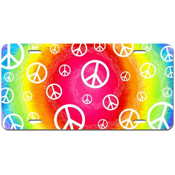 Tie Dye Peace Signs Novelty Metal Vanity License Tag Plate