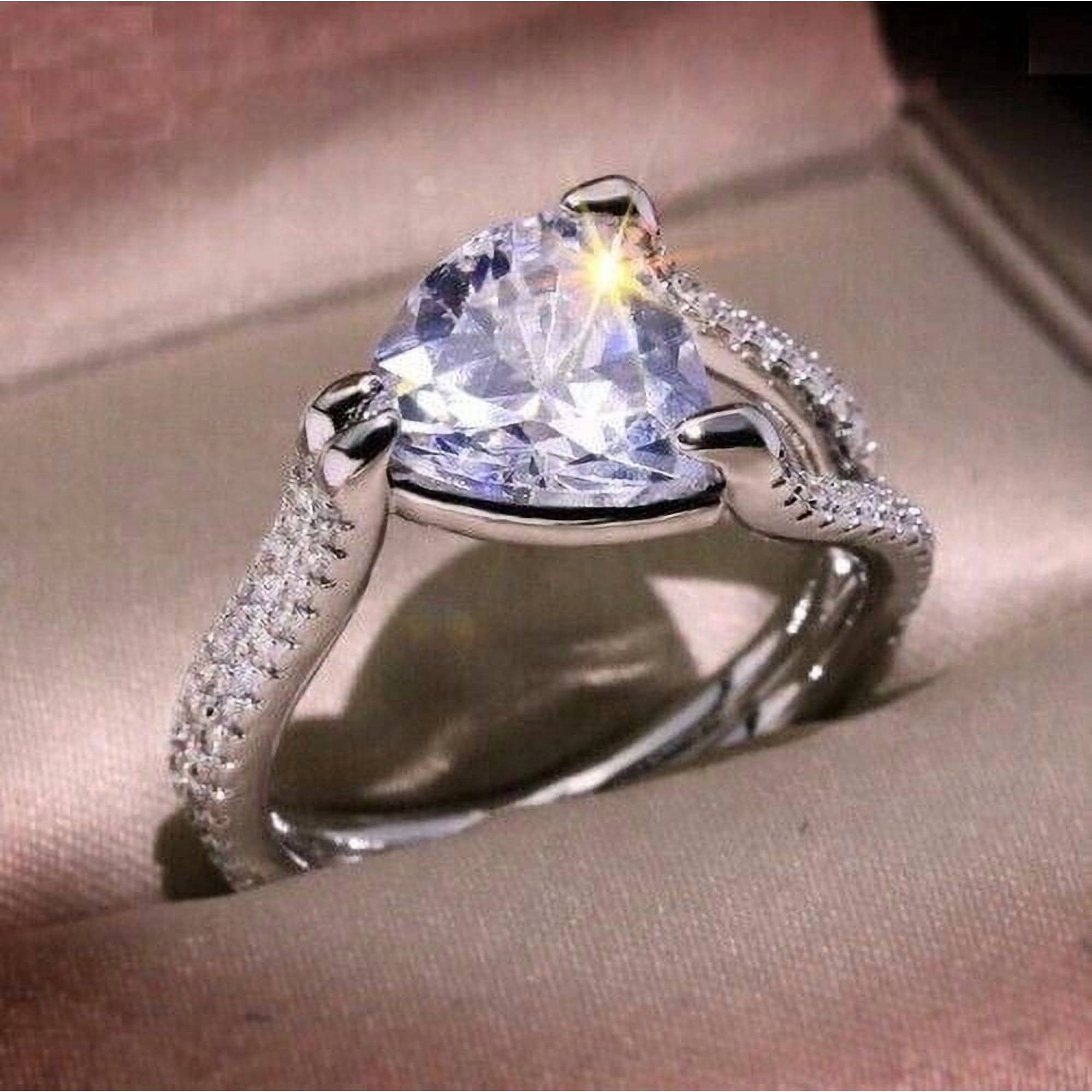 2.44Ct Trillion Lab Created Diamond Engagement Ring 14K White Gold Plated Silver