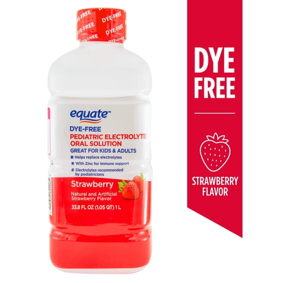 Equate Dye-Free Pediatric Electrolyte Oral Solution, Strawberry Flavor, 33.8 fl oz