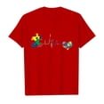 thumbnail image 4 of WERYOUNG T-Shirts Filles Garçons Été Décontracté Imprimé Cœur d'Amour Manches Courtes Col Rond T-Shirts Enfants Polyvalent Tee, Rouge, 8-9 Ans, 4 of 4