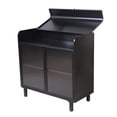 thumbnail image 4 of Modern Sideboard Buffet Cabinet, Console Table with Tempered Figured Glass Doors, Flip Top and Inner Shelves, Metal Storage Cabinet for Dining Room, Kitchen, Living Room & Entryway, Black, 4 of 8