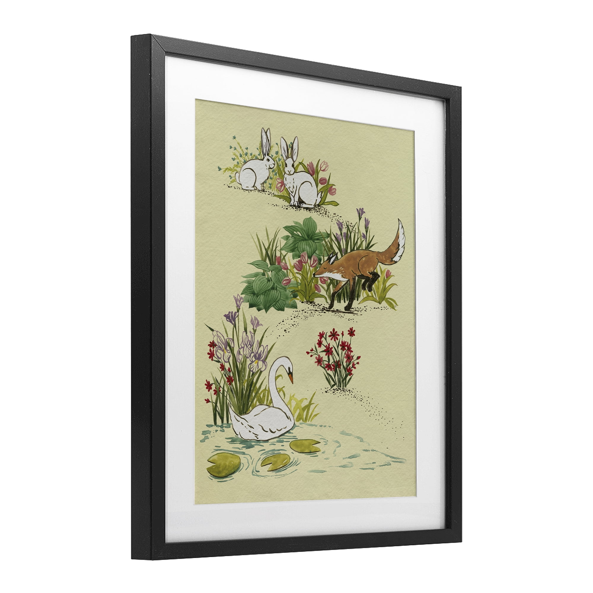 Stupell Industries Animals In Nature Scenes Black Framed Print Under Glass, design by Grace Popp