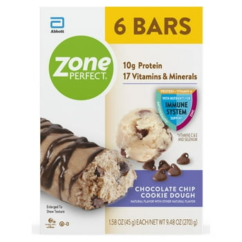 ZonePerfect Protein Bars, Snack For Breakfast or Lunch, Chocolate Chip Cookie Dough, 6 Bars
