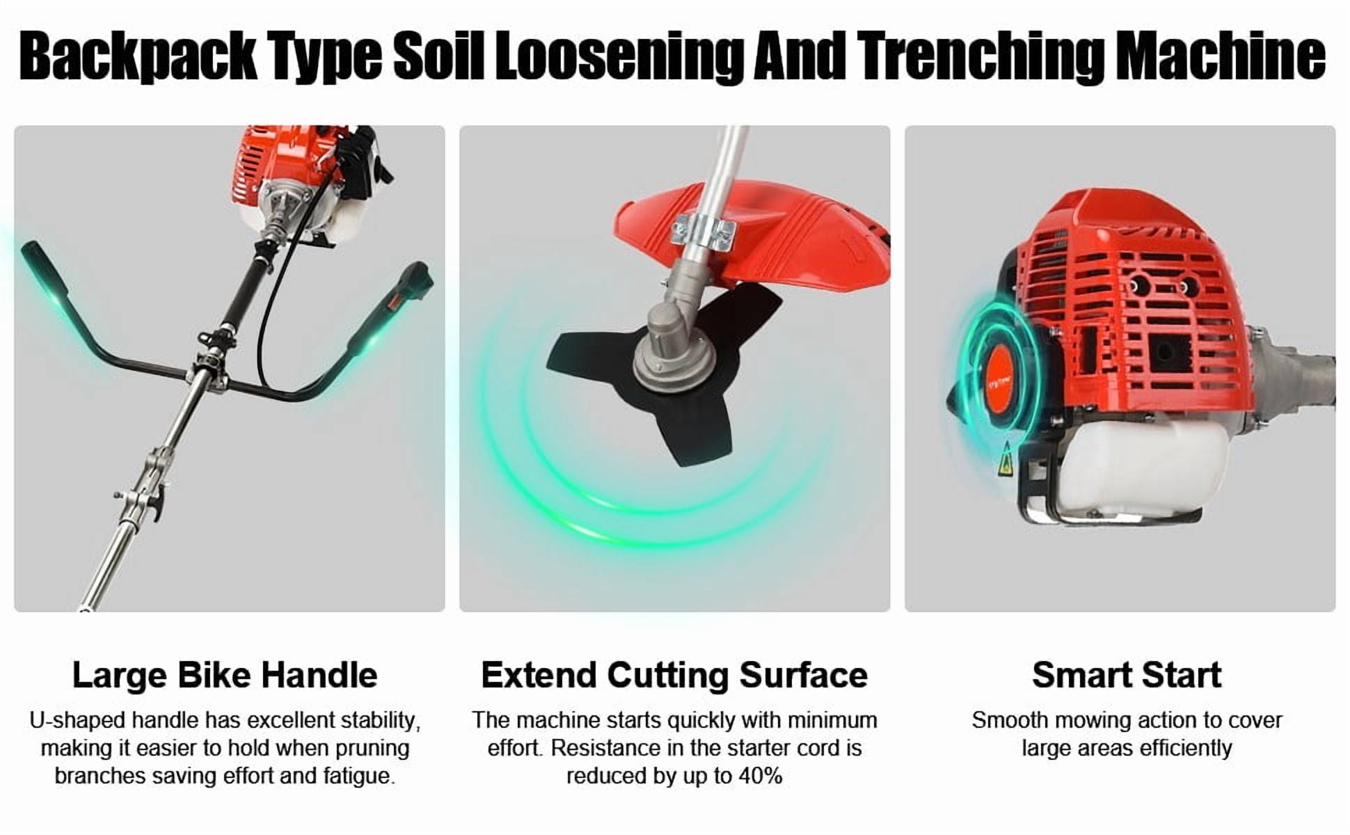 YNCE 52cc Gas Powe Weed Eater 2-Stroke Backpack Weed Eater 2 in 1 String Trimmer with Trimmer Line17 Cutting Brush Cutte with Metal Telescopic, Lawn Edger Lawn Tool for Grass and Bush
