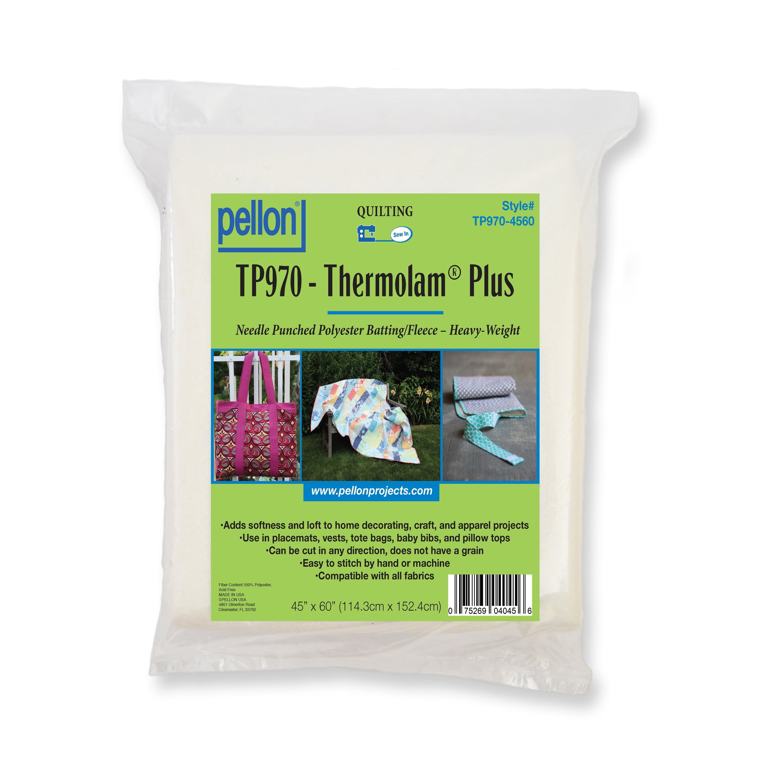 Pellon TP970 Polyester Fleece Fabric White. 45' x 60' Precut