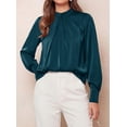 thumbnail image 3 of PRETTYGARDEN Satin Tops for Women Mock Neck Pleated Long Sleeve Shirts | Wrinkle Resistant Silky Blouses,Dressy Casual Fall Clothes,Versatile Business Casual Oufits,Fashion Clothing, 3 of 8