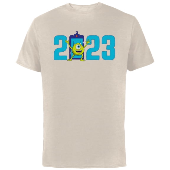 Disney and Pixar’s Monsters Inc Mike Wazowski 2023 New Year - Short Sleeve Cotton T-Shirt for Adults - Customized-Natural