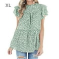 thumbnail image 1 of Chemise Femme Imprimé Léopard Chemise Imprimée avec Manches à Volants Vêtements d'Été, Vert, TG, 1 of 8