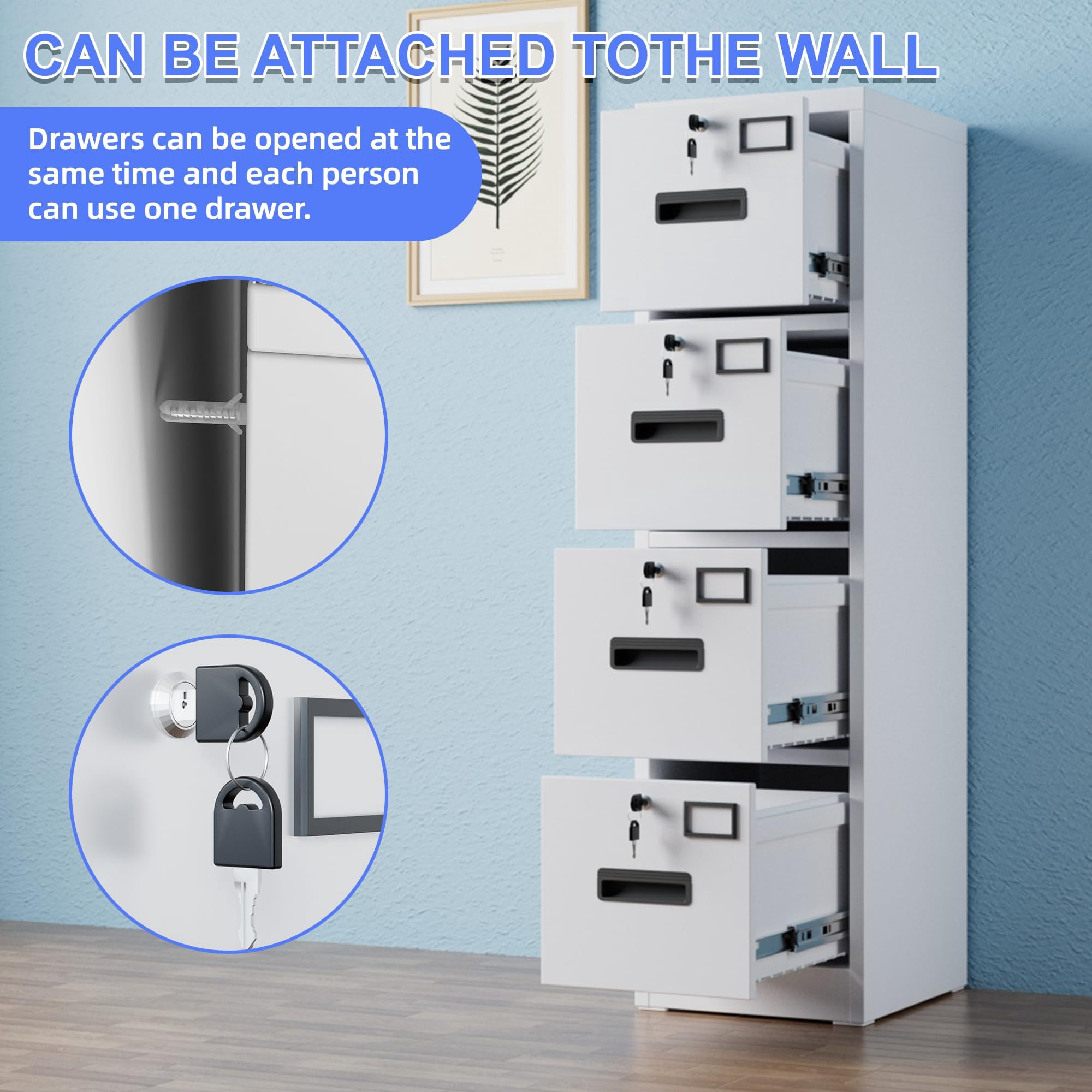 Gangmei 4 Drawer Vertical File Cabinet Metal Office Files Storage Cabinet