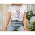 thumbnail image 5 of Moonlight Apparel Cool Easter Bunny Graphic T-Shirt for Women Bubblegum Bunny in Sunglasses & Pink Jacket Trendy Spring Tee Funny Heather Cotton Easter Top, 5 of 5