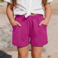 thumbnail image 2 of XINXIAOO Girls' Casual Ruffled Paperbag Waist Shorts Elastic Pink SweatShorts Teen Summer Wide Leg Shorts with Pockets for Kids 5-6 Years, 2 of 5