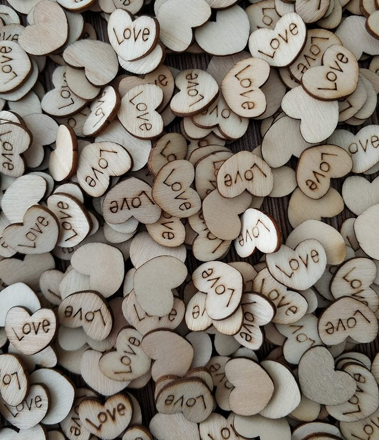 100PCSRustic Wooden Love Heart Wedding Table Scatter Decoration Crafts DIY 