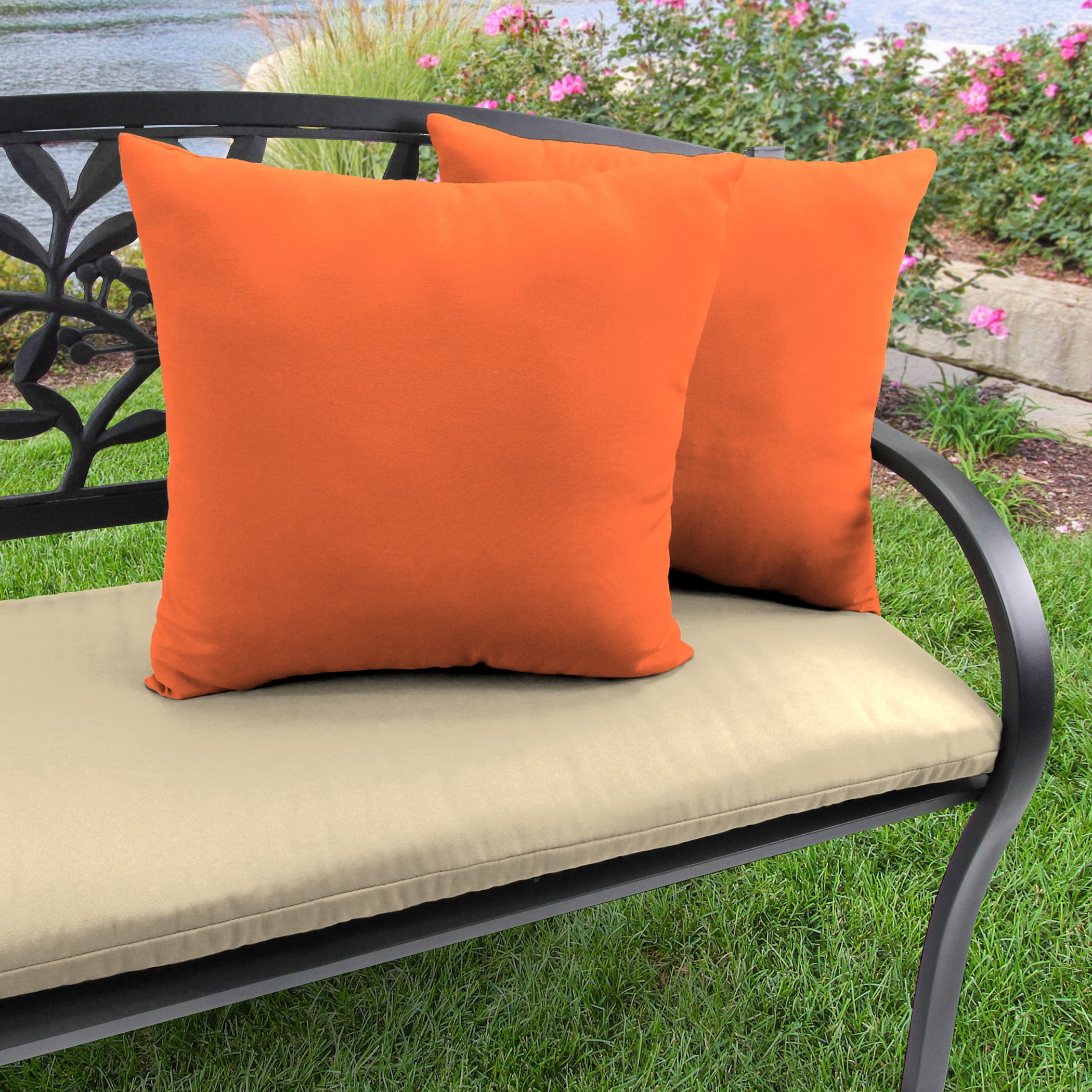 Jordan Manufacturing Sunbrella 16" x 16" Canvas Tuscan Orange Solid Square Outdoor Throw Pillow
