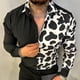 thumbnail image 2 of Camisa hawaiana de manga larga para hombre, camisa social de playa 2024, forro de alta gama para hombre, camisa estampada en 3D, clase de oposición en blanco y negro, 2 of 5