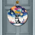thumbnail image 2 of Happy New Year with Border Collie Fireworks Holiday Xmas Winter 2025 Round Wood Sign Borders Dog Lovers Gifts Idea Hanging Wall Home Decor - 00025, 2 of 5