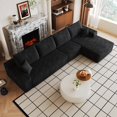 thumbnail image 4 of EHANCIS L-Shaped Cloud Sectional Sofa, Modern Modular Couch with Deep Seat & Plush Corduroy, No Assembly Required,Black, 4 of 6