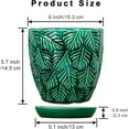 thumbnail image 3 of Ceramic Plant Pots, 6 Inch Indoor Plant pots with Drainage Hole and Saucer, Flower Pots, Leaf Embossed - Green Glaze, Set of 2, 3 of 14