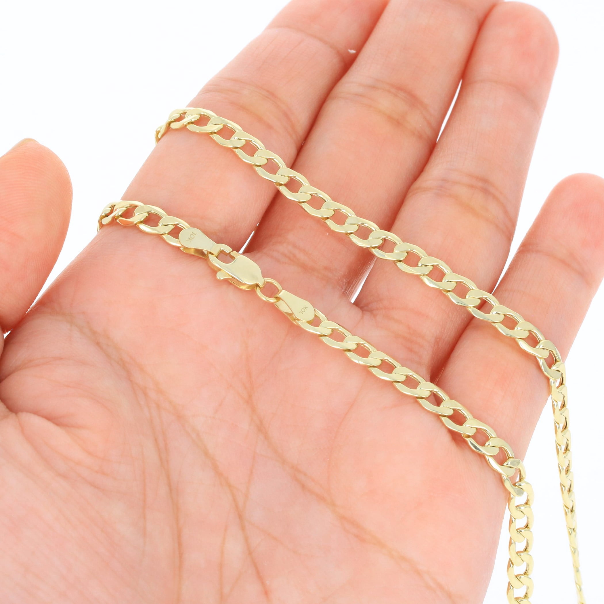 Nuragold 10k Real Yellow Gold Cuban Curb Link 4.5mm Chain Necklace (16"-30") Italian Jewelry for Men & Women