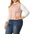 thumbnail image 5 of Agnes Orinda Women's Plus Size Casual Button Sleeveless Denim Vest Jacket 3X Pink, 5 of 8