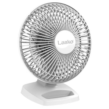 Lasko 6" Personal 2-Speed Table Fan with Storage Tray, 9" H, White, 2002W, New