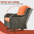 thumbnail image 6 of XIZZI Outdoor Patio Wicker Swivel Rocker Set,3-Piece Rocking Chair Bistro Set with Orange Red Cushions and Coffee Table for Balcony,Brown Wicker, 6 of 10