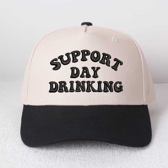 Support Drinking Day Embroidered Patchwork Trucker Cap Adjustable Unisex Snapback, Celebration Essential