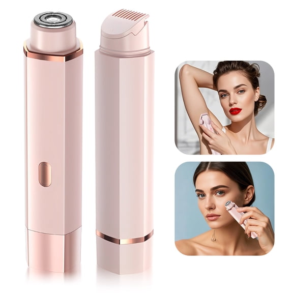 HATTEKER Ladies' Shaver, 2-in-1, Hair Remover, Facial Trimmer, Bikini Trimmer, Body Hair Trimmer, Pink