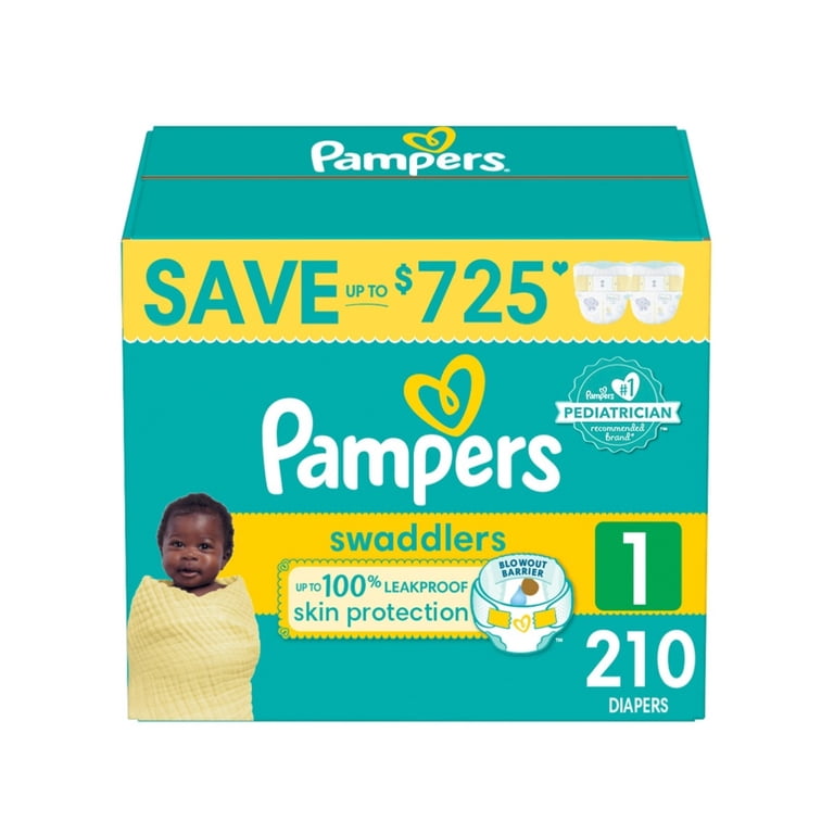 Pampers Swaddlers Diapers, Size 1, 140 Count - 2x Softer, 12 Hours