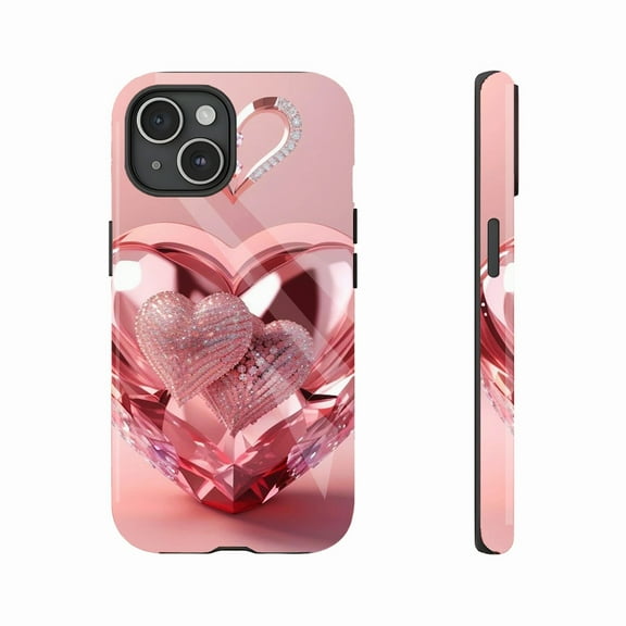 Luxury Diamond Heart Women’s iPhone Case Valentine’s Day Gift – Sparkling Dazzling Rose Gold Design, Shockproof Clear Back, Compatible with iPhone 11/12/13/14/15/16 (Pro Max/Plus)