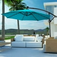thumbnail image 1 of Costway Parasol Déporté de Patio 10 Pieds à DEL Solaires, Rotation à 360 Degrés, Aluminium, Turquoise, 1 of 10