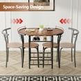 thumbnail image 4 of Vineego 3 Pieces Dining Set for 2 Small Kitchen Breakfast Table Set Space Saving Wooden Chairs and Table Set,Dark Brown, 4 of 7