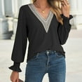 thumbnail image 7 of APEXFWDT Women's Long Sleeve V-Neck Blouses Casual Loose Lace Trim Shirt Tops Lantern Sleeves Office Work Shirt, 7 of 7