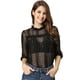 thumbnail image 1 of INSPIRE CHIC Blusa Con Cuello Con Volantes Para Mujer, Blusas Transparentes De Encaje Con Mangas 3/4 Negro M, 1 of 6