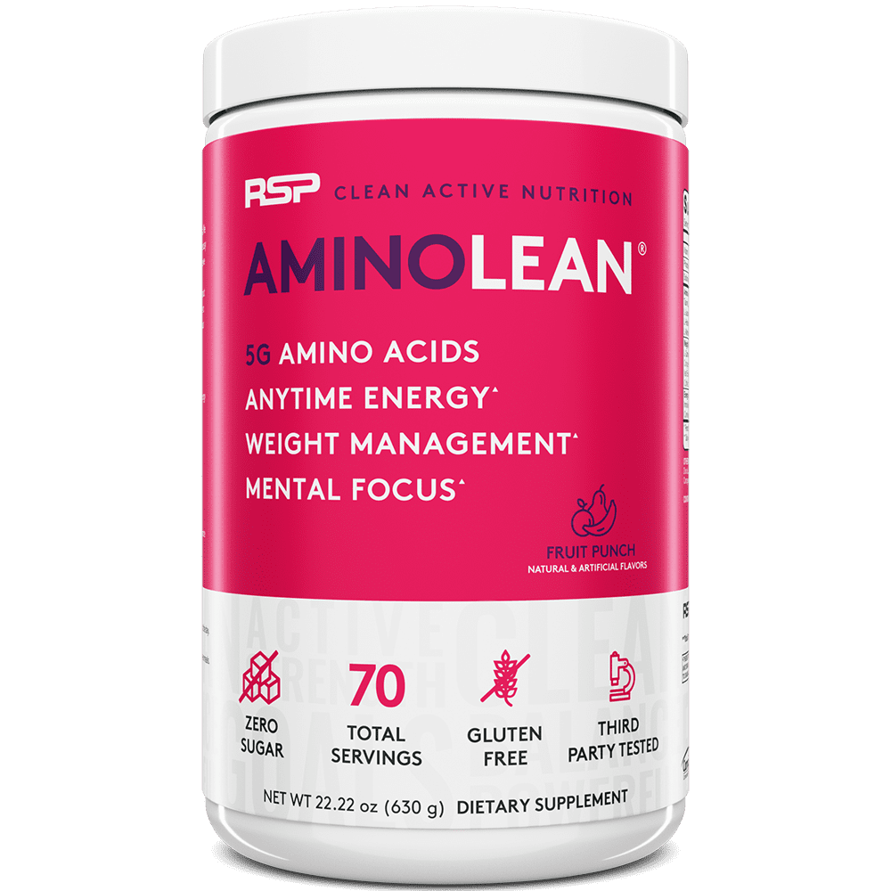RSP Nutrition AminoLean Pre Workout Powder with BCAAs, Amino Energy for Lean Muscle, Fruit Punch Flavor, 70 Servings