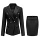 thumbnail image 1 of Yynuda Vestido profesional elegante de 2 piezas para mujer, traje de negocios con doble botonadura (blazer + falda), 1 of 4