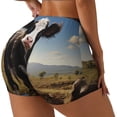 thumbnail image 1 of Balery Cute Prairie Cow Pantalones cortos de entrenamiento estampados para mujer, sin costuras, ajustados, para gimnasio, yoga, correr, deportes, ejercicio activo, fitness.-XX-Large, 1 of 8
