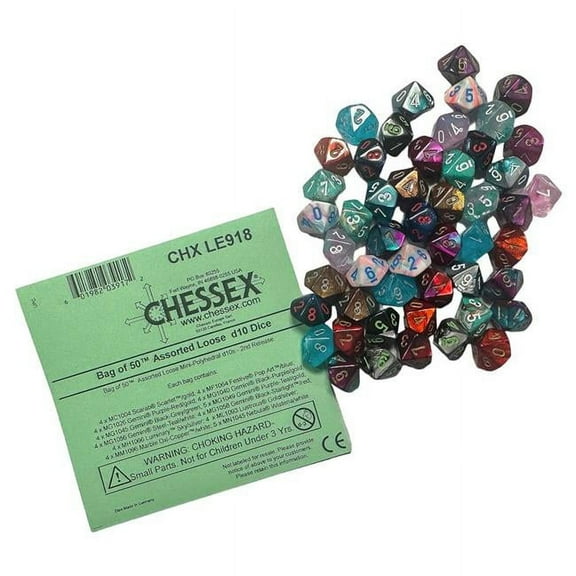 Chessex Assorted Mini-Polyhedral d10 Dice (50) New